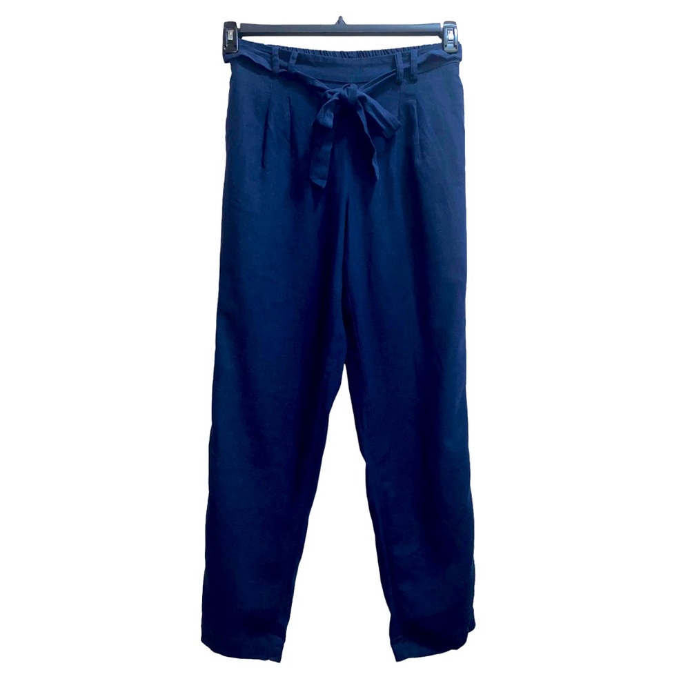FOREVER 21 Drapey Paper Bag Blue Pants Size L